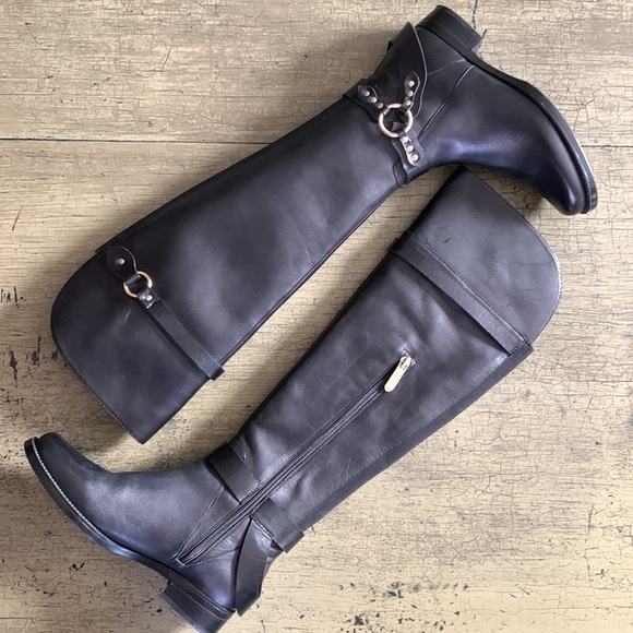 Ellen TRACY Bedford Black Leather Harness Riding Boots - Picture 9 of 16